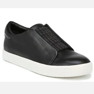 Vince Women's Cantara Black Leather Slip-on Sneaker.